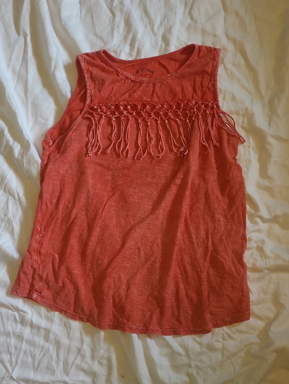 art class Coral Fringe Tank Top